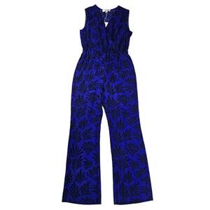 Diane von Furstenberg Royal Blue Printed Silk Sleeveless Jumpsuit $495
